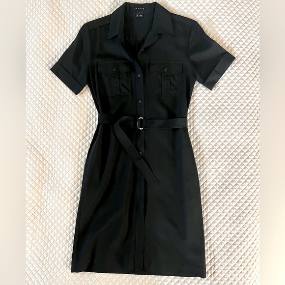 Theory Stenna Black
Short Sleeve Belted Shirt Dress - Picture 2 of 6